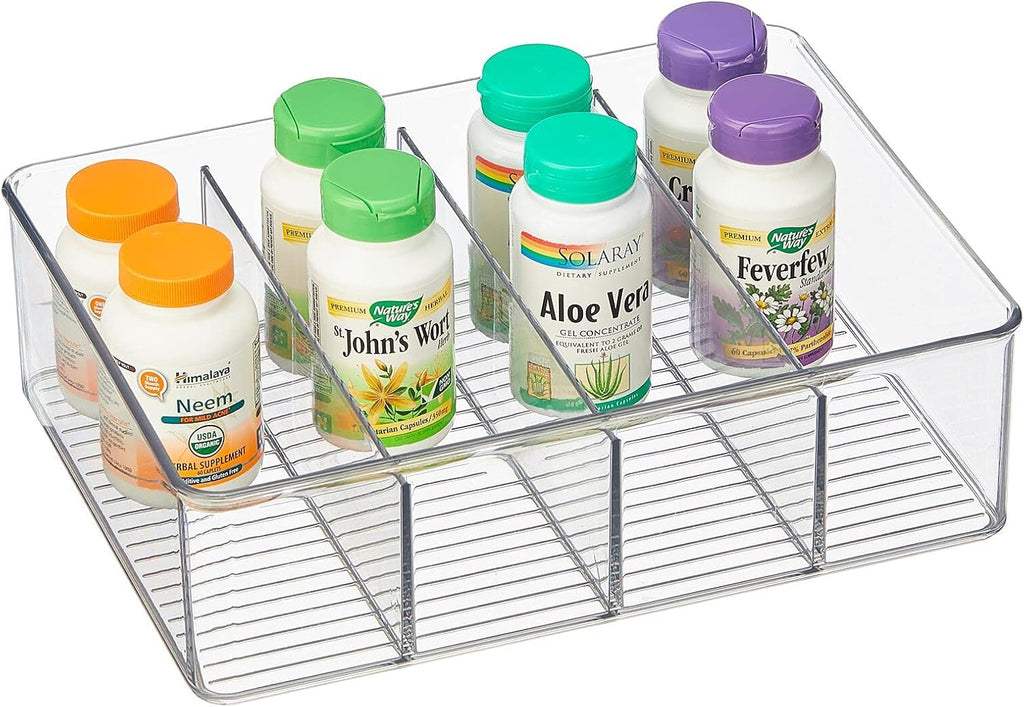 Clear Plastic 4 Divided Sections Storage Bin Box 2 Pack Z5651