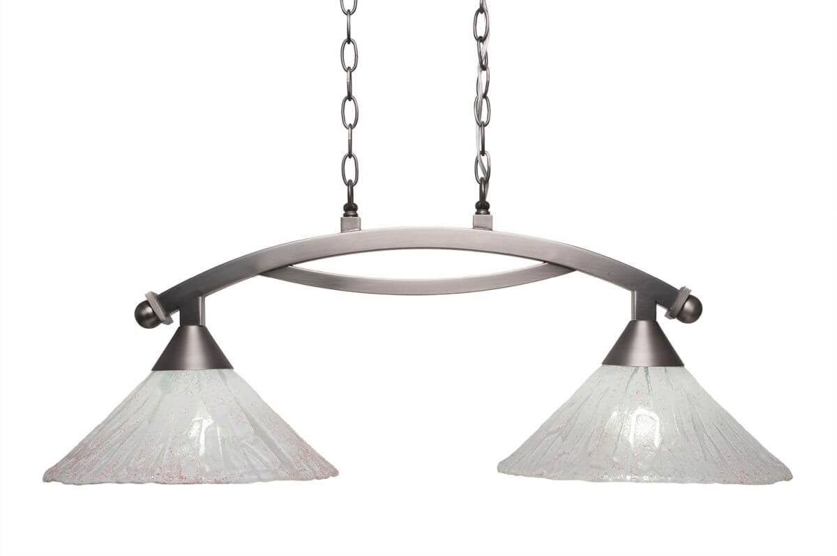 2 Light 33 inch Island Light in Brushed Nickel with Italian Ice Glass S733