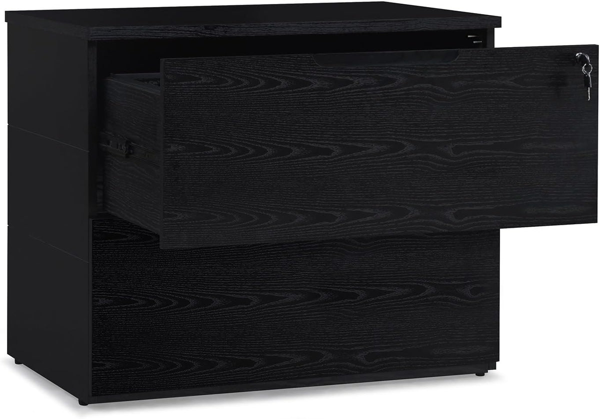 Black Oak 2 Drawer Lateral Filing Cabinet O828
