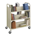 Double-Sided Book Cart Trolley with 6 Shelves Powder-Coated Steel Sand X17401