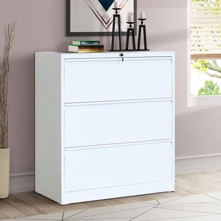 White 3 Drawer Lateral Filing Cabinet Q43666
