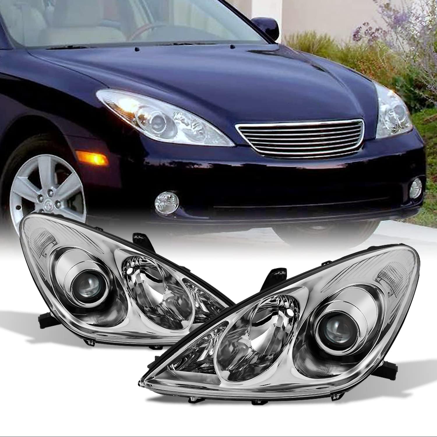 Halogen Type Projector Headlights Left + Right Side Replacement Pair S30000