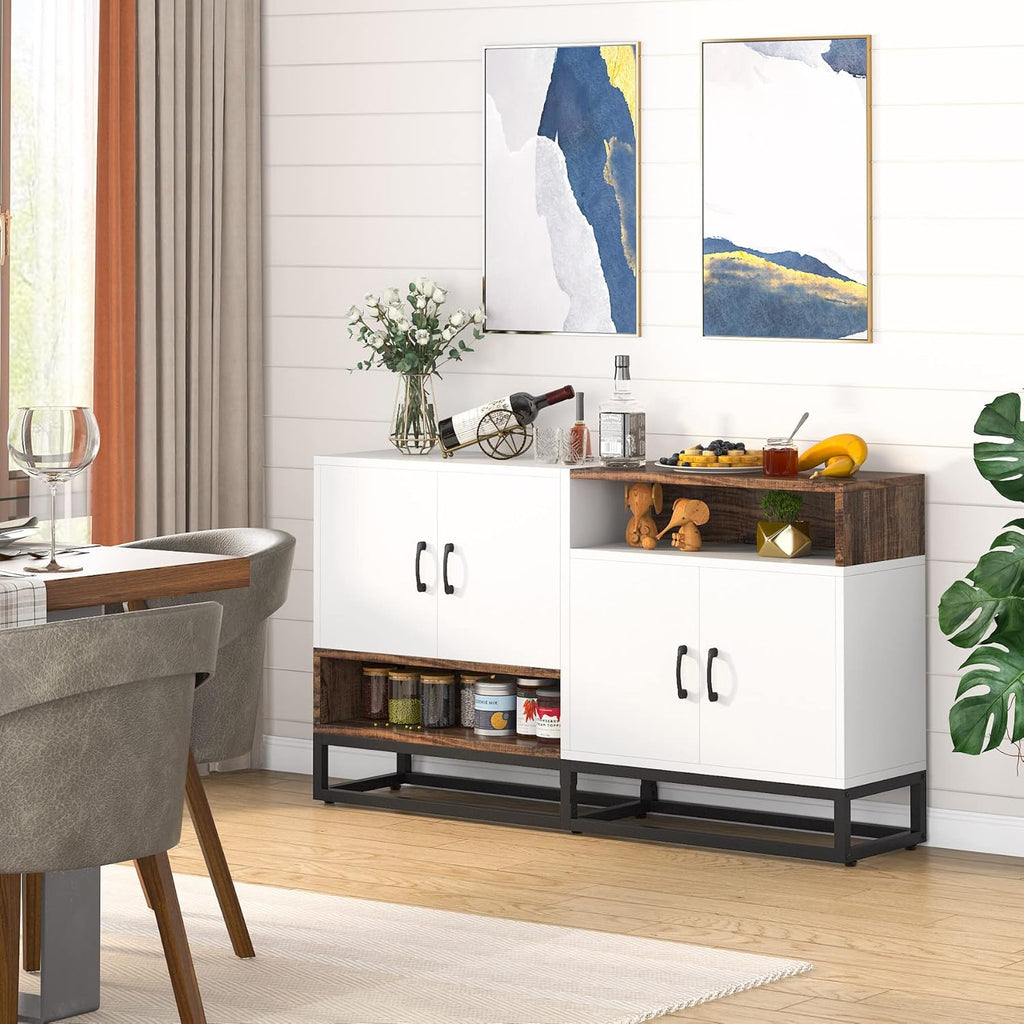 4 Door Storage Cabinet with Open Shelves N781429
