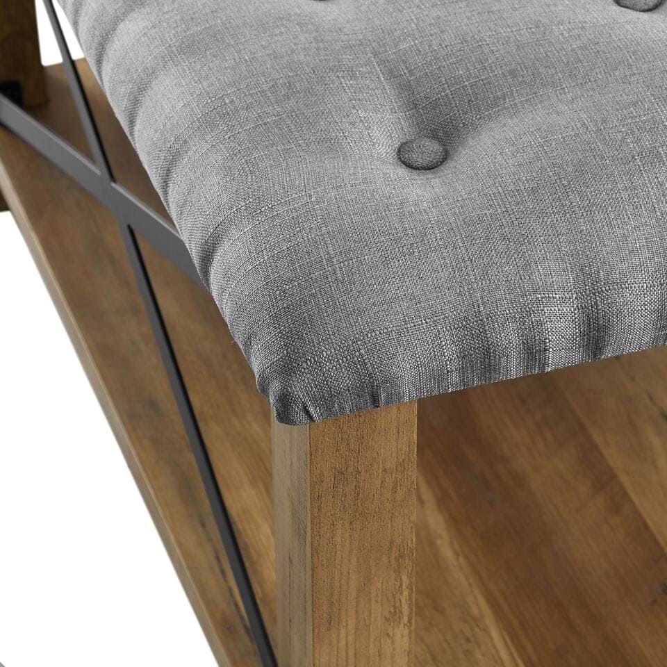 Grey Tufted Ottoman S10281