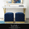 Navy Gold Velvet Cube Ottoman A843