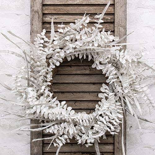 Winter White Sparkle Eucalyptus Wreath F85739