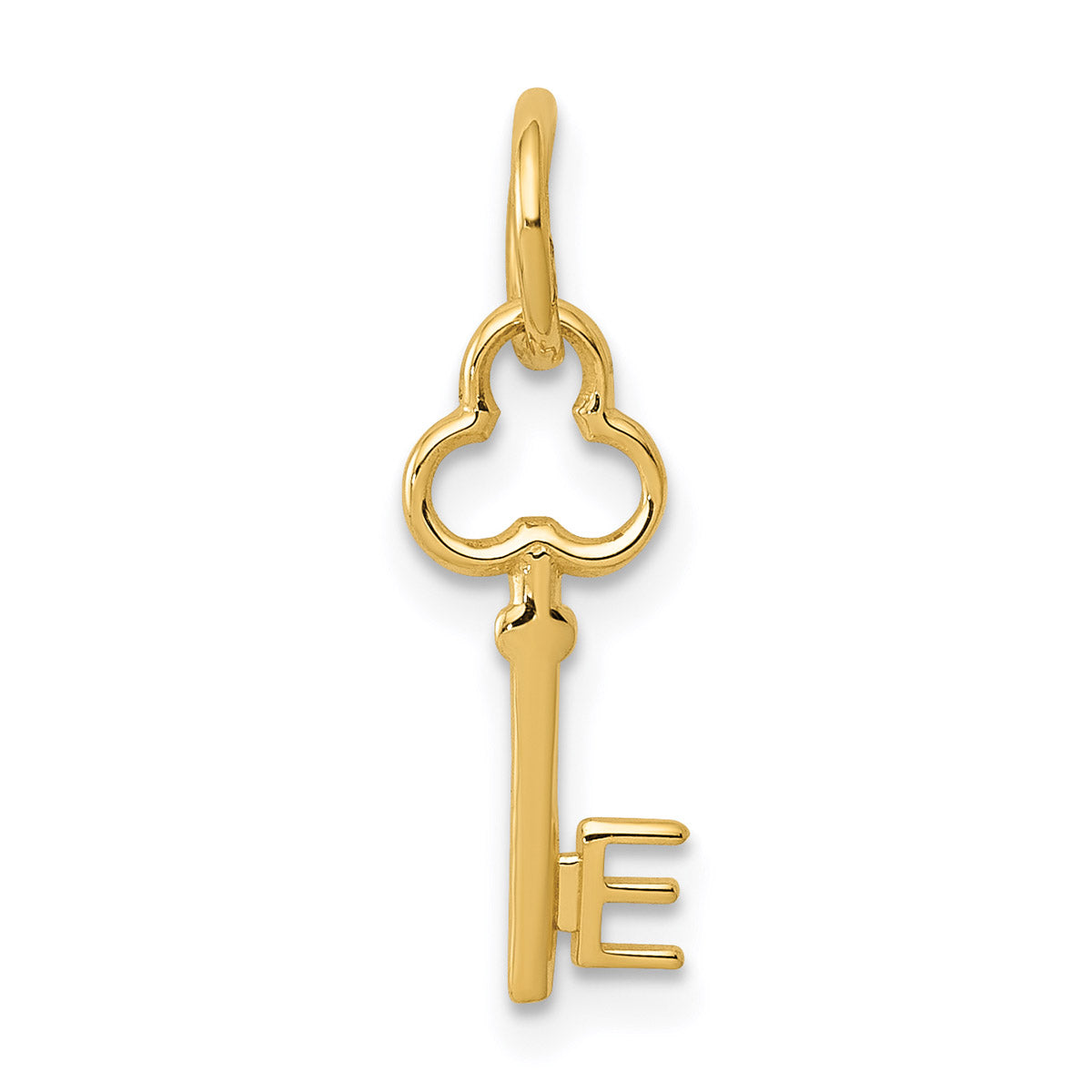 14K Yellow Gold Key Letter E Initial Pendant Charm With 10K Yellow Gold Rope Chain Necklace 18'' Y14943