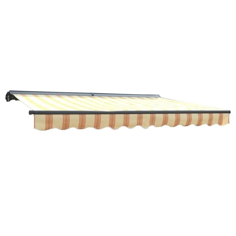 Motorized Retractable Patio Awning - 13 x 10 Feet - Multi-Striped Yellow J556