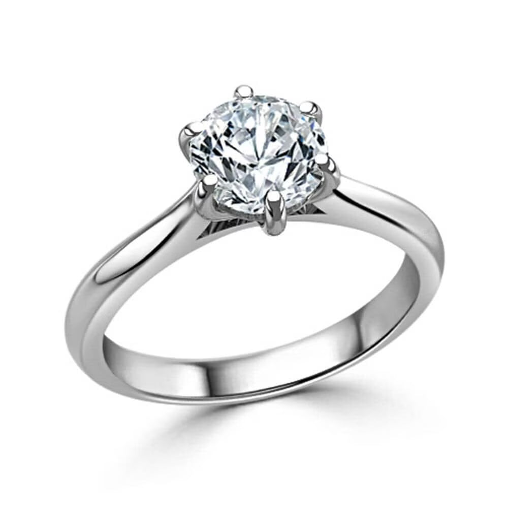18K White Gold Plated Moissanite Solitaire Engagement Ring 925 Sterling Silver M859