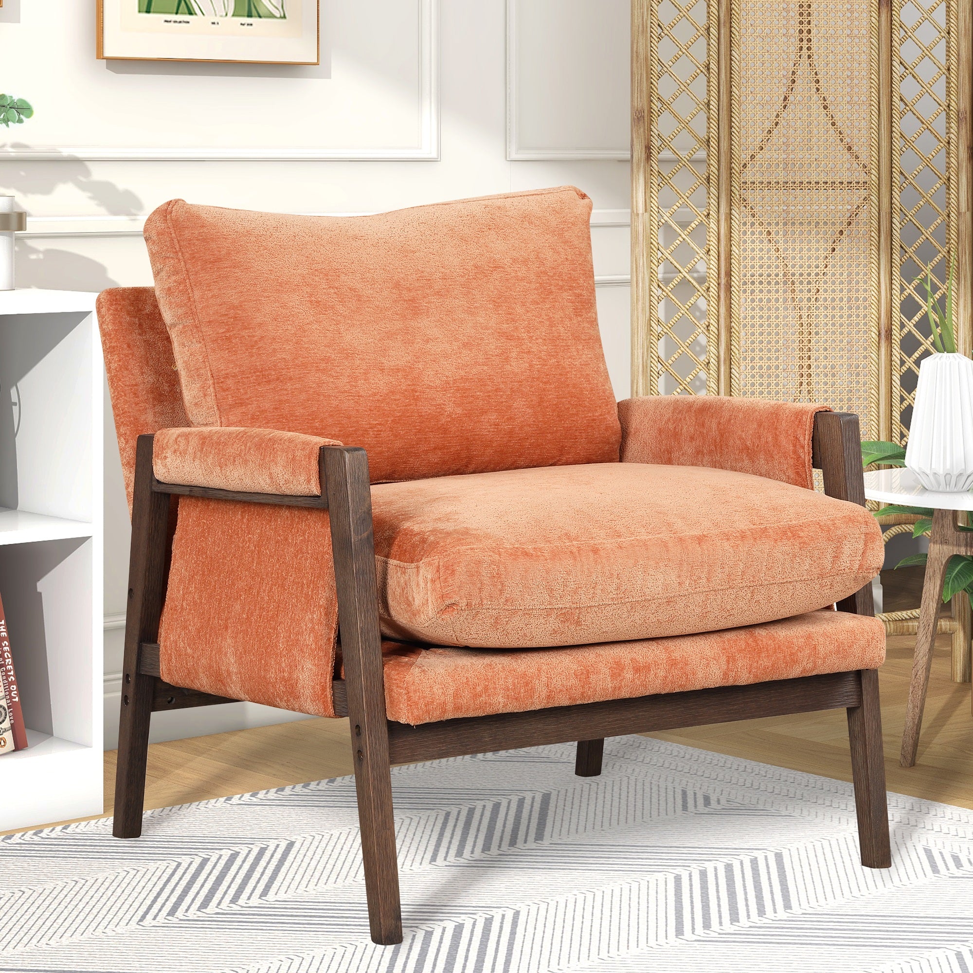 Orange Velvet Accent Armchair B426