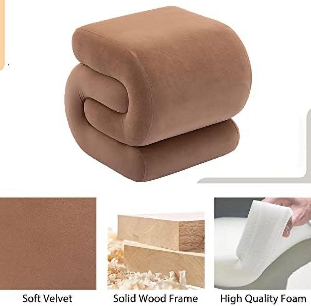 Coffee Velvet Vanity Stool D551459