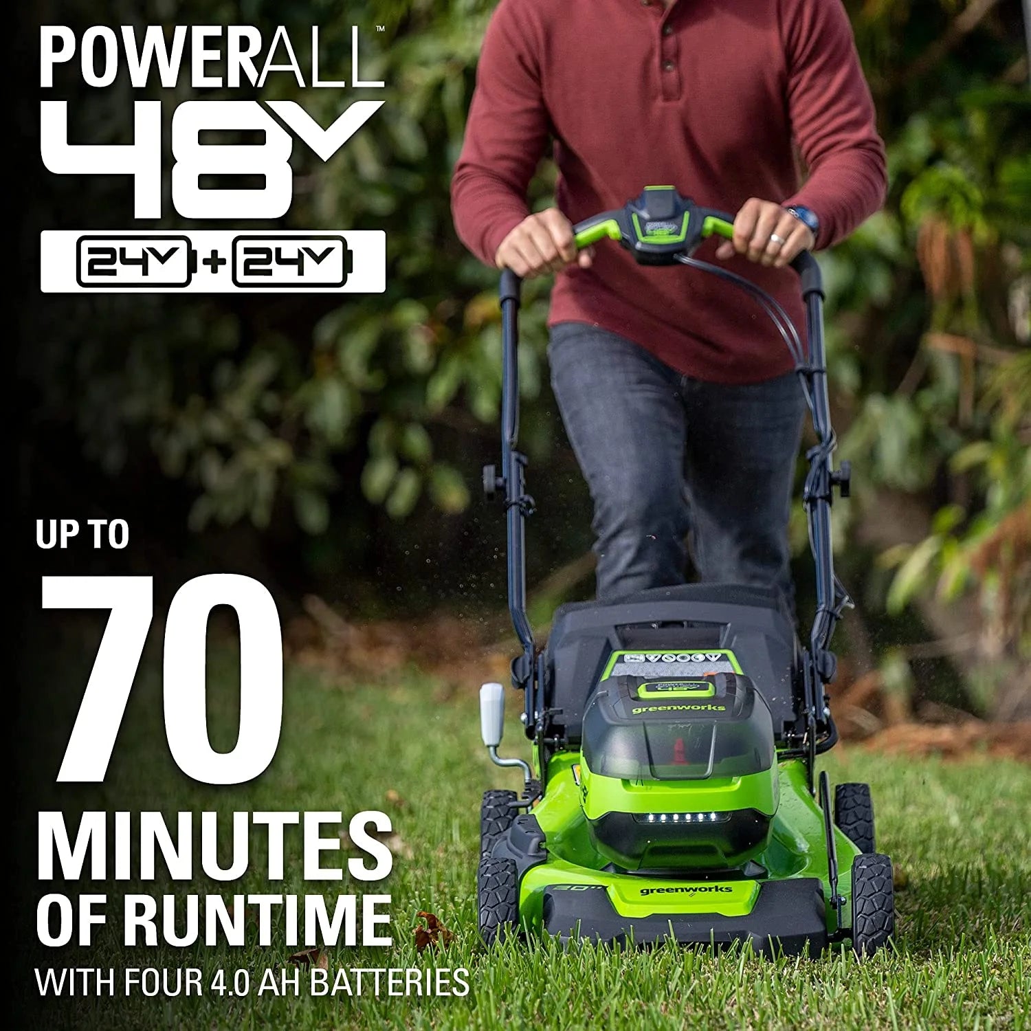 48V 21-inch Self-Propelled Lawn Mower with 4.0 Ah Batteries and Dual Port Chargers T737606