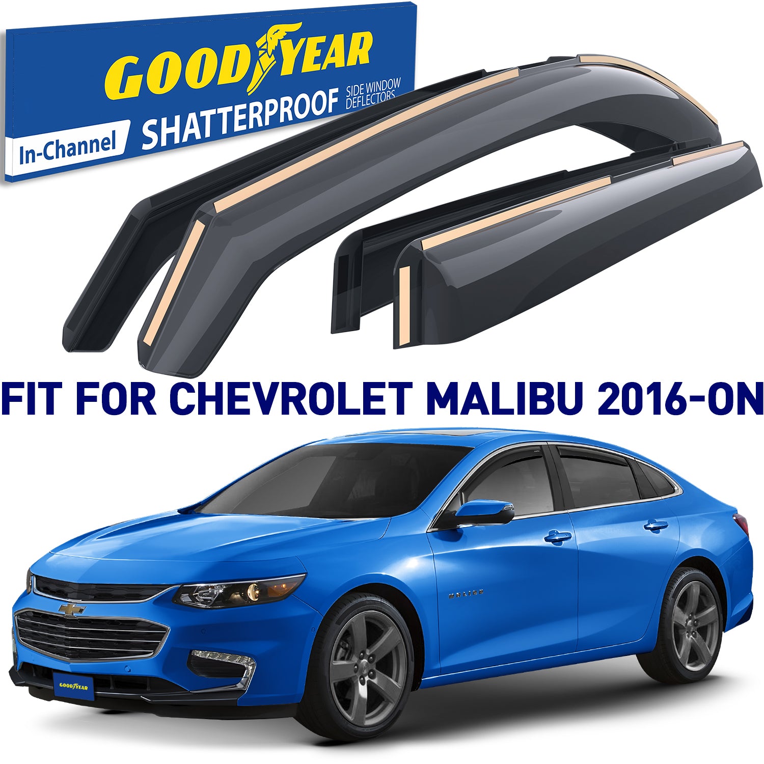 4 pcs In-Channel Window Deflectors for Chevrolet Malibu 2016-2024 N651