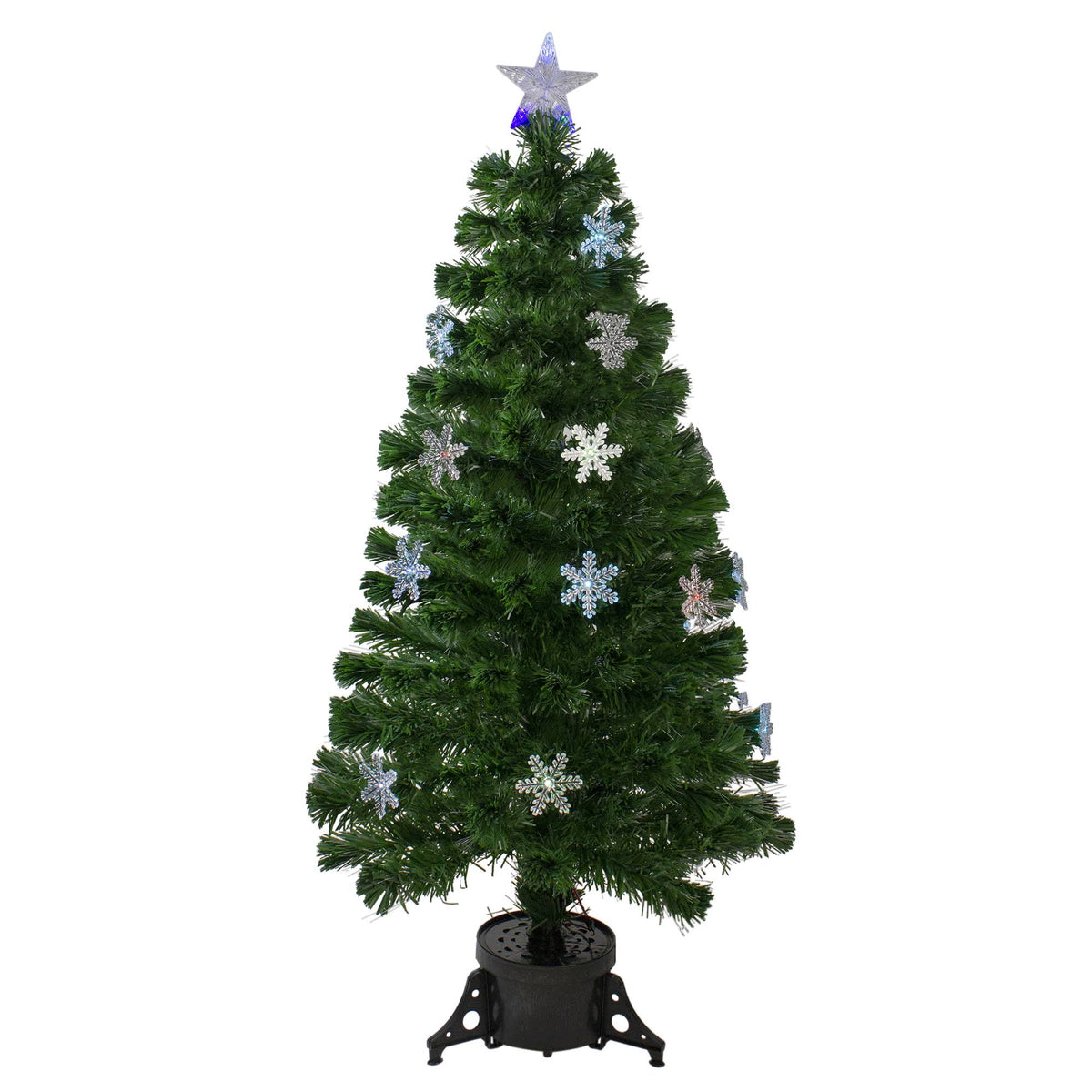 Pre-Lit Color Changing Fiber Optic Artificial Christmas Tree with Snowflakes G74314