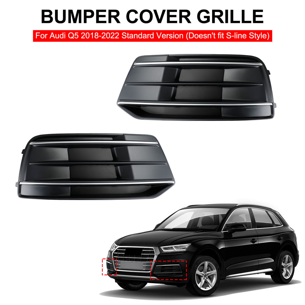 Front Bumper Cover Grille Bezel Insert for Audi Q5 2018-2022 Black/Chrome S128003