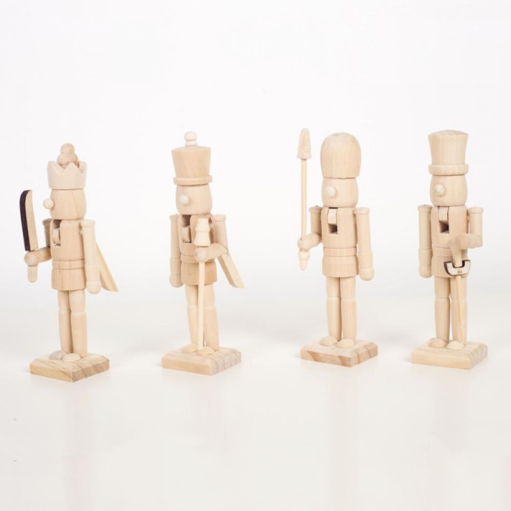6Pcs Wooden Nutcracker Puppets DIY Blank Paint Toy Unpainted Doll G440