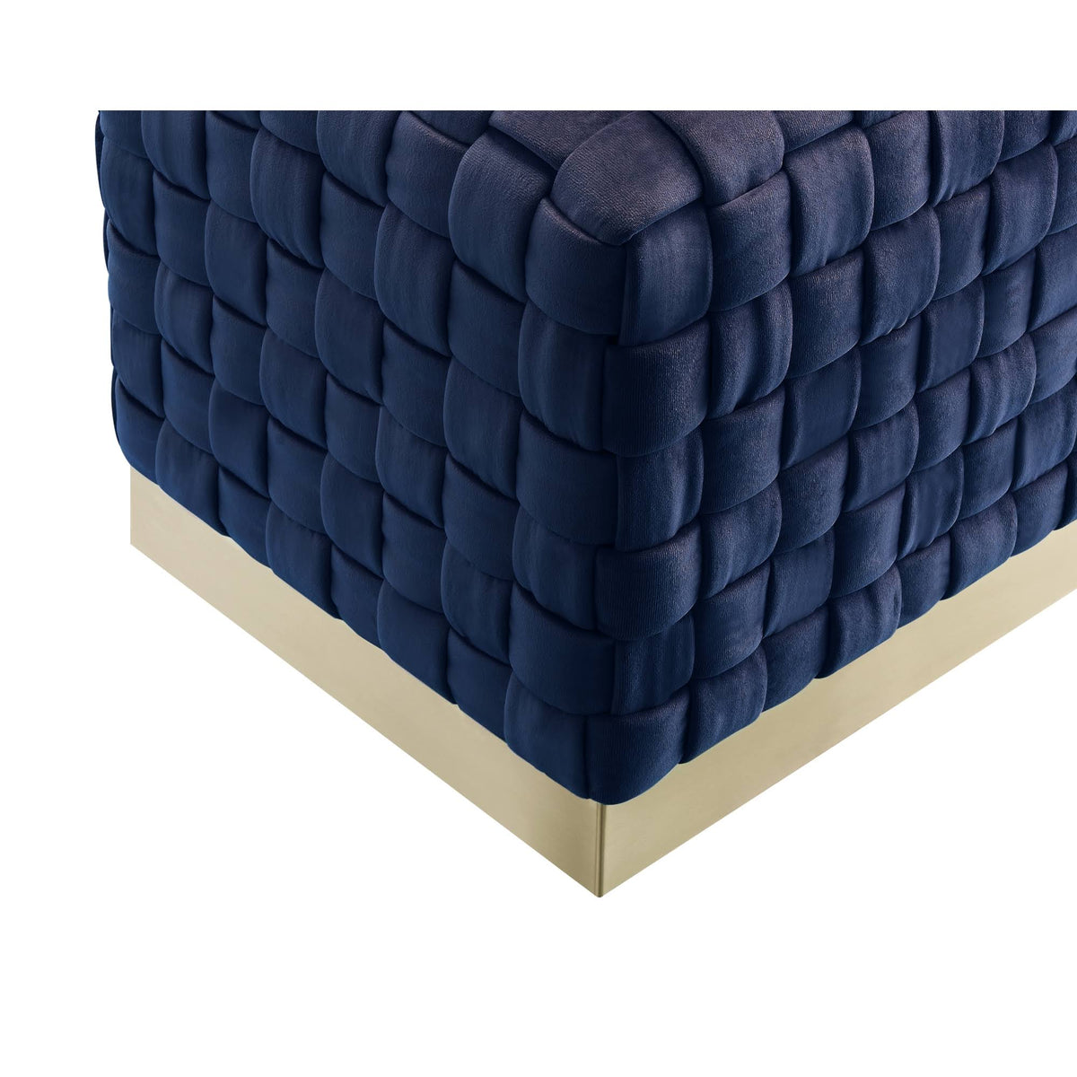 Navy Gold Velvet Cube Ottoman A843