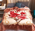 King Orange Red/Cream Reversible Faux Mink Fleece Blanket F1703