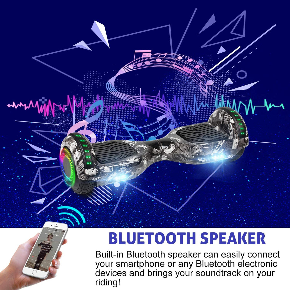 6.5inch Self Balancing Hoverboard with Bluetooth Speaker LED Lights S35415