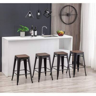 Black Solid Wood Bar Stool D36251