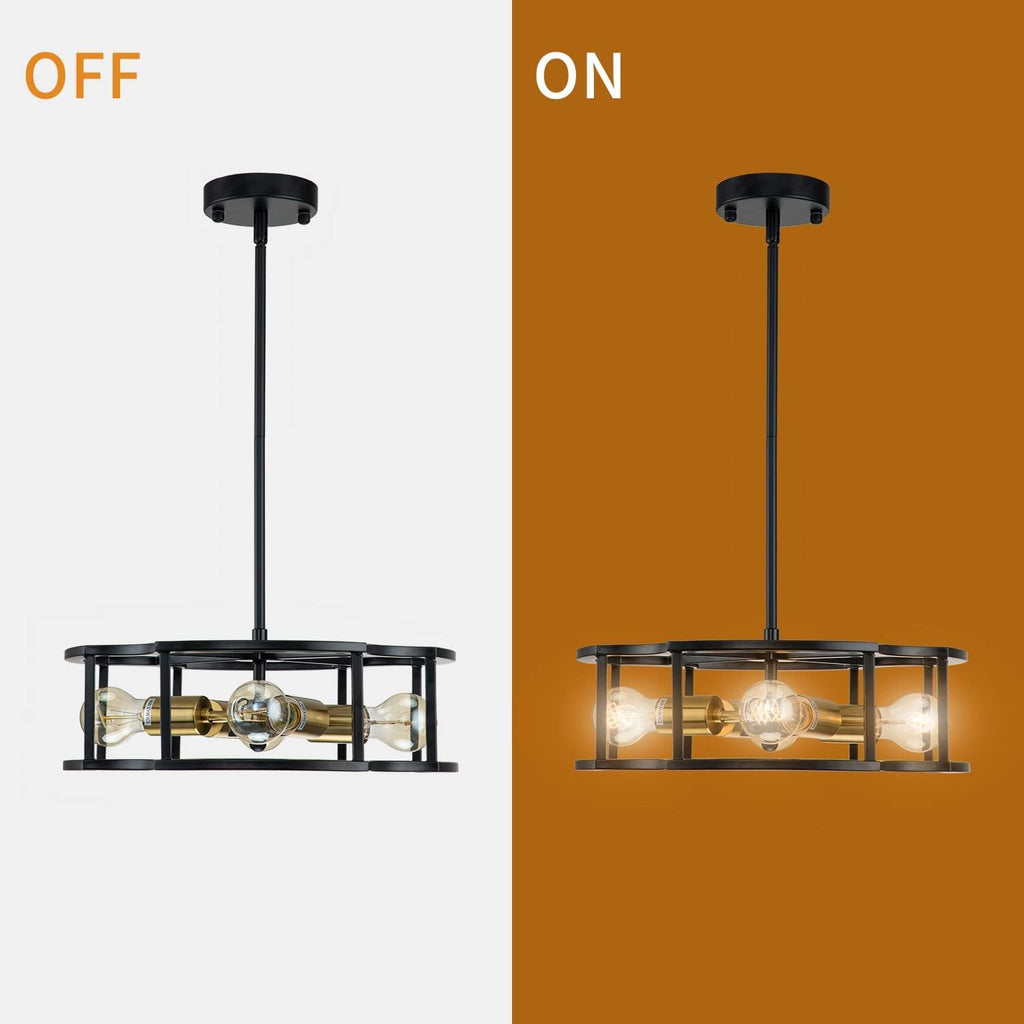 4-Light Black Drum Ceiling Chandelier D30606