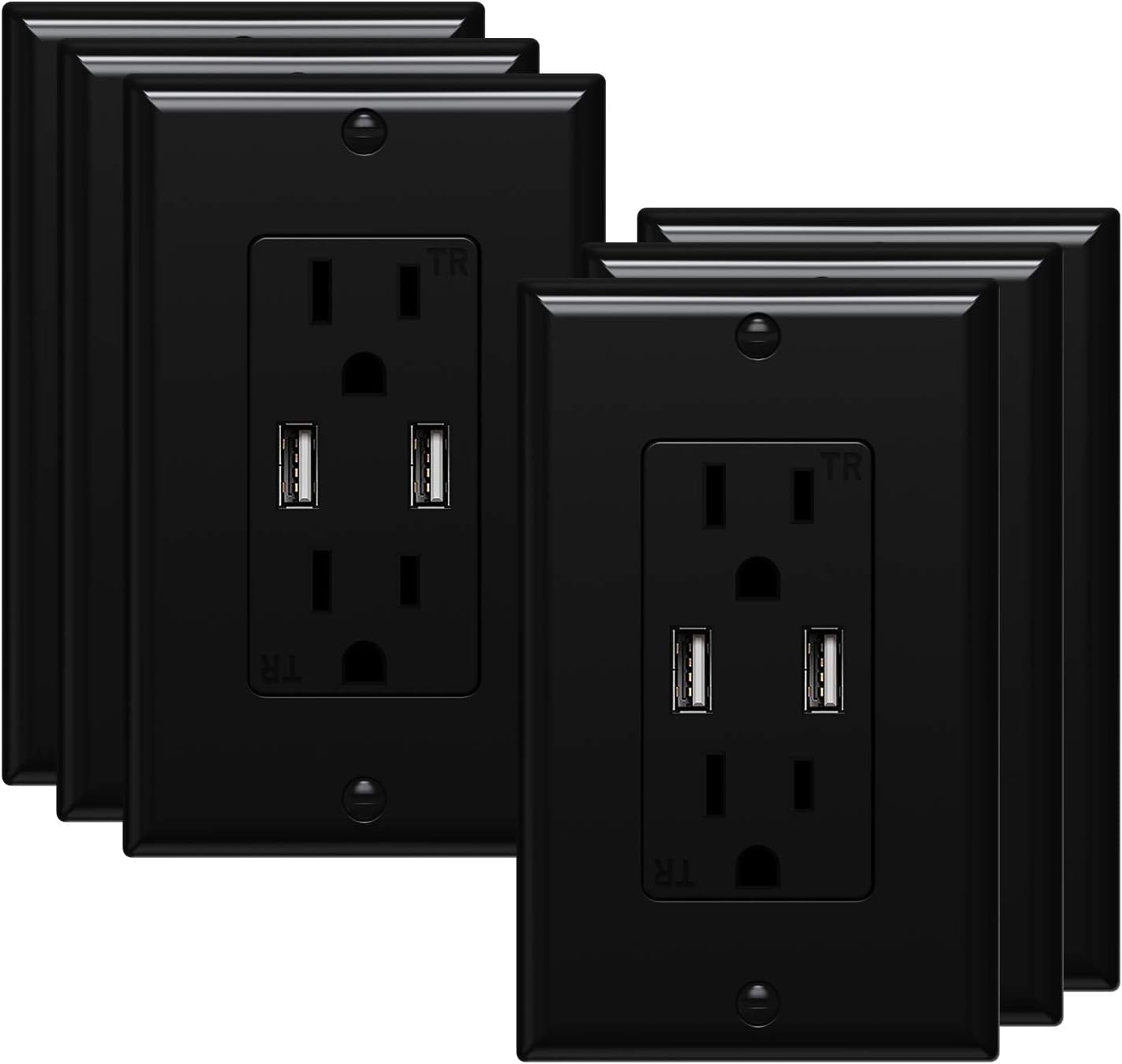White 3.6A Dual USB Wall Outlet 6 Pack V60907