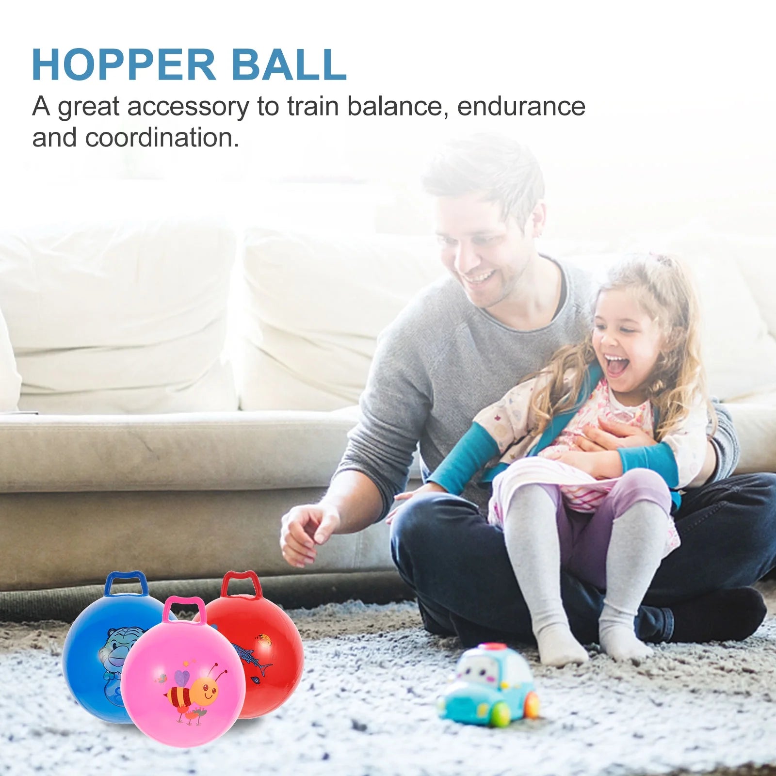 3Pcs Inflatable Hopper Balls with Handle F4248