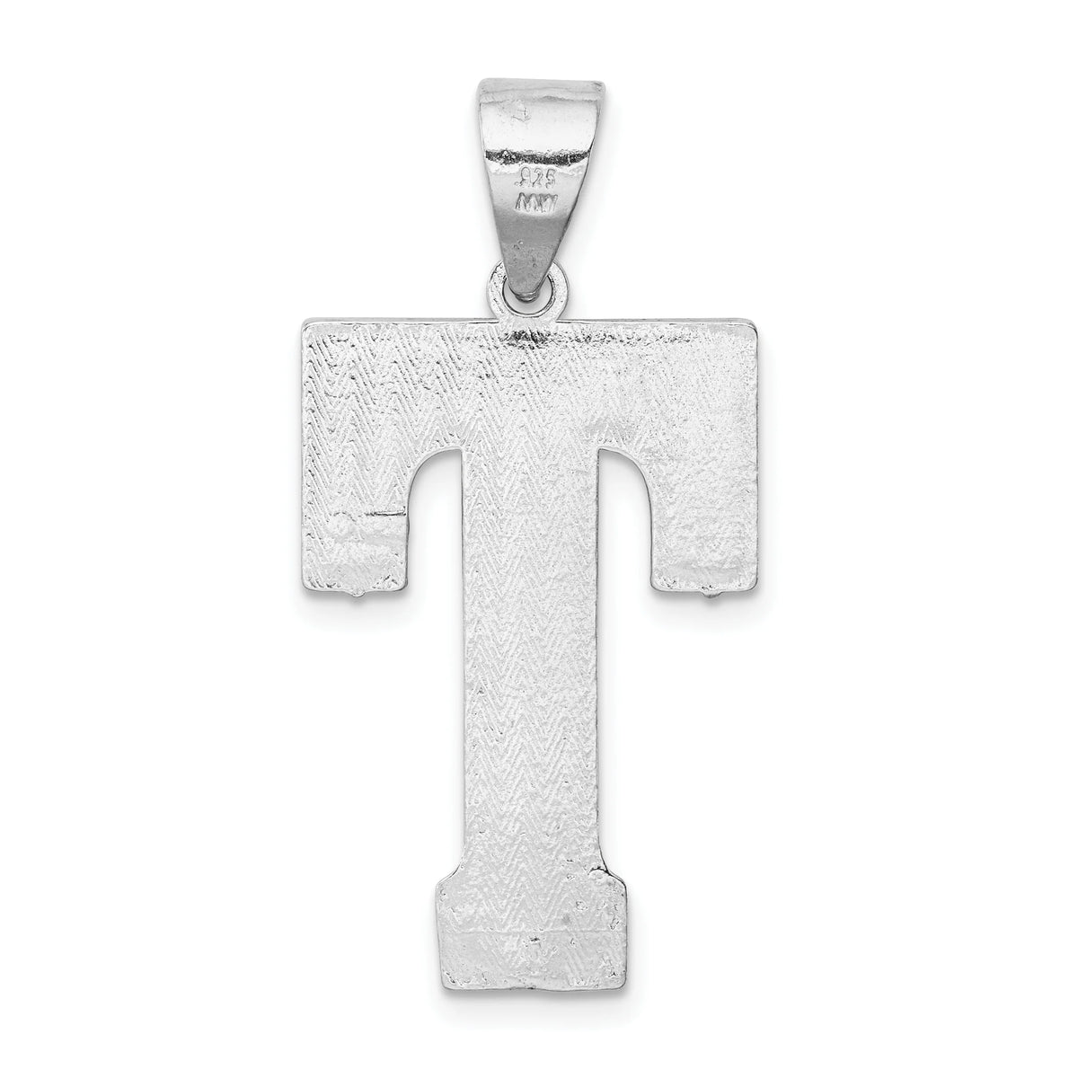 Sterling Silver Letter T Initial Charm Pendant with Cable Chain Necklace 20'' V996902