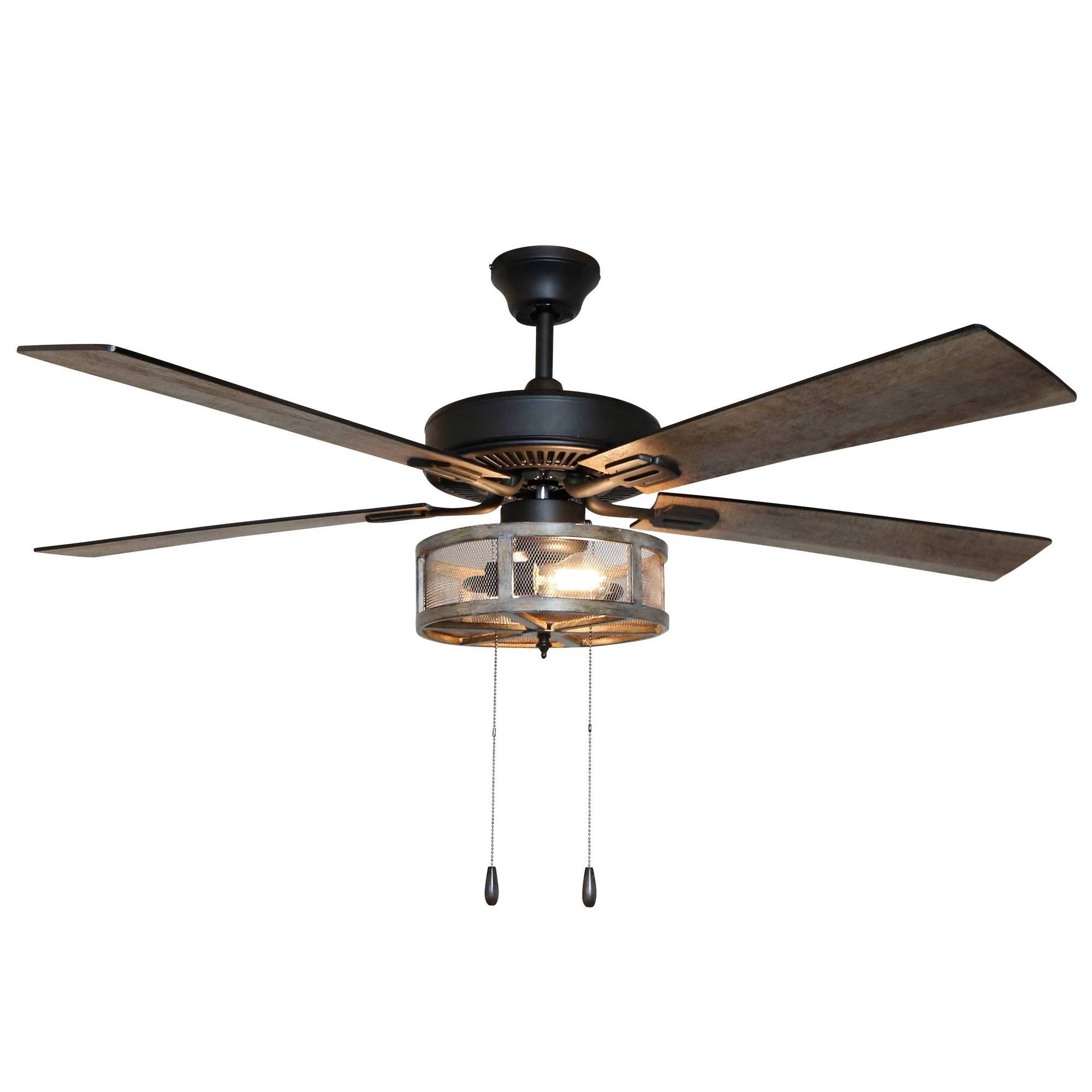 52x22 LED 5-Blade Woodgrain Caged Farmhouse Lighted Ceiling Fan G577498