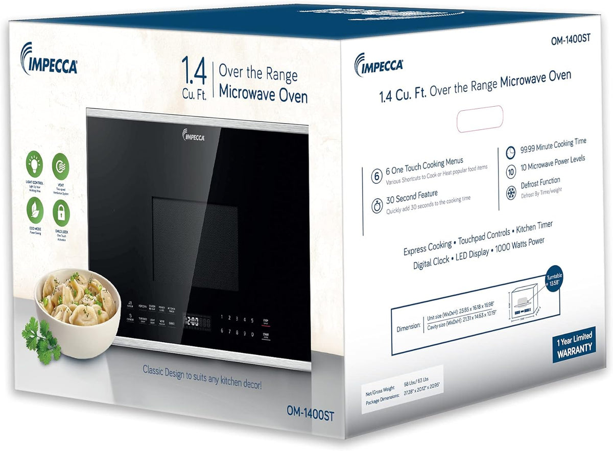 24-inch Over the Range Microwave Oven, Stainless Steel, 1.4-Cub.Ft/1000W L128945