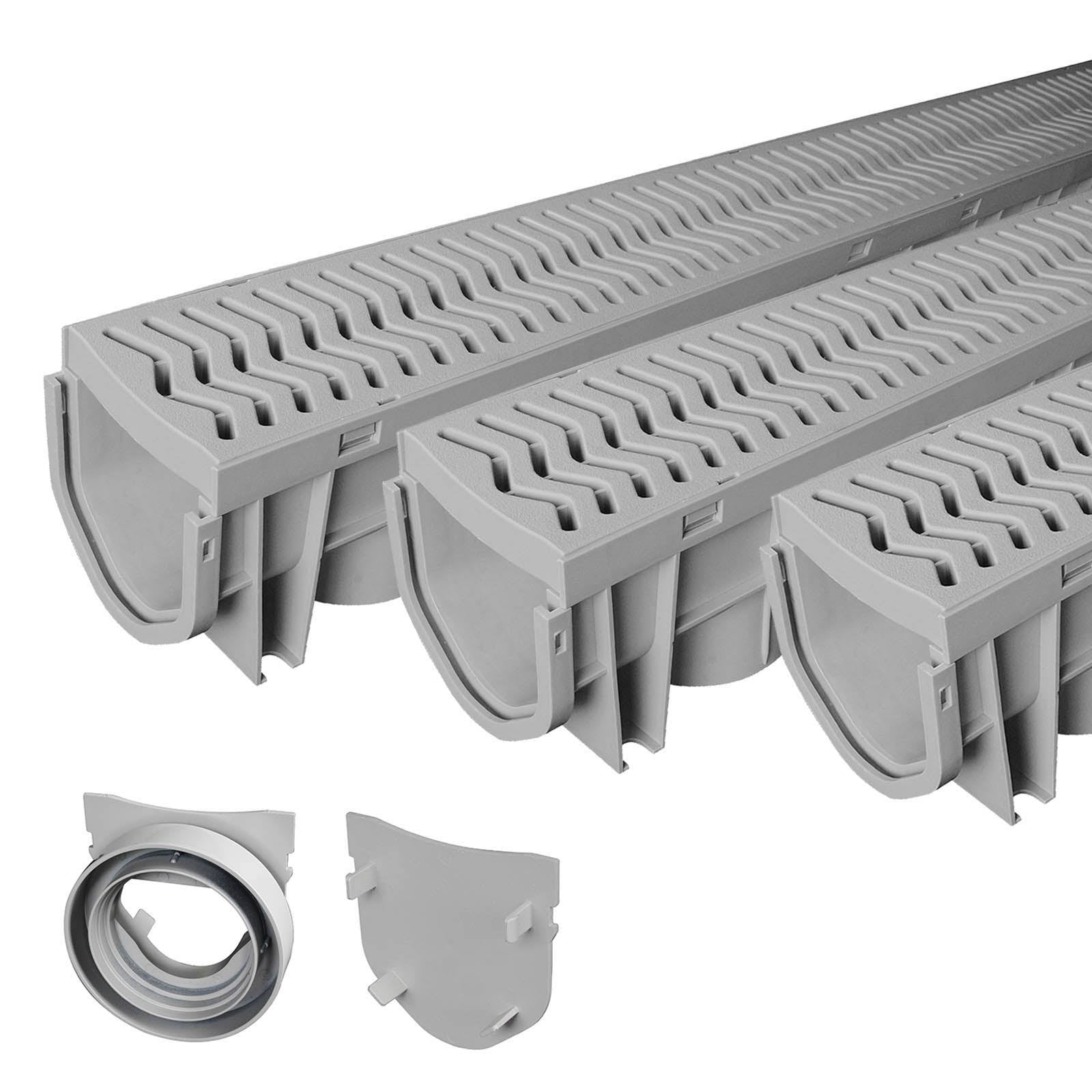 3-Pack Drainage Trench Channel Drain with Grate Z4123