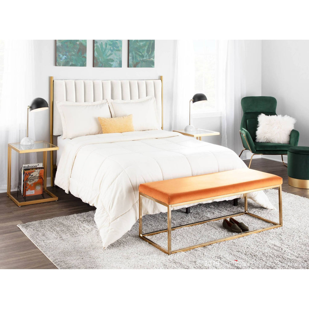 Green Velvet Nesting Ottoman Set with Gold Metal P93248