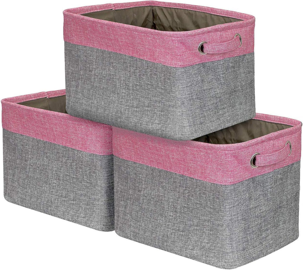 Large Rectangular Fabric Collapsible Basket Set 3-Pack with Carry Handles G30819