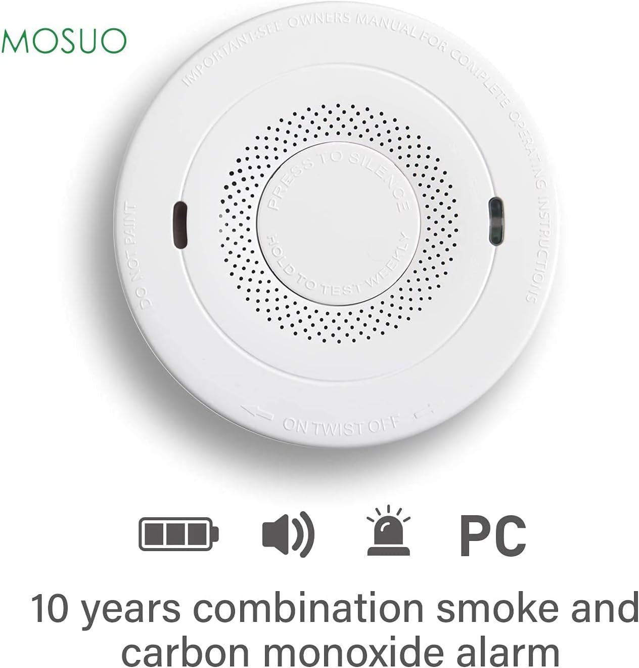 3PCS Smoke and Carbon Monoxide Detector Alarm with Voice Warning, 10 Year Lithium Battery Backup, Dual Sensor I295740