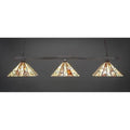 3 Light 54 inch Billiard Light in Dark Granite with 14 inch Fiesta Art Glass D440