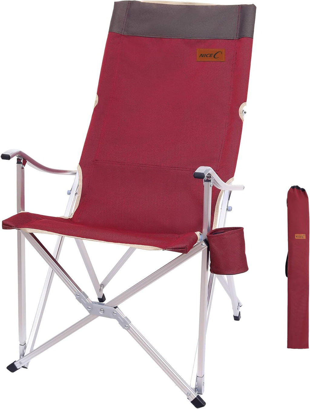 Red Folding Camping Chair with Cup Holder & Carry Bag Z556375