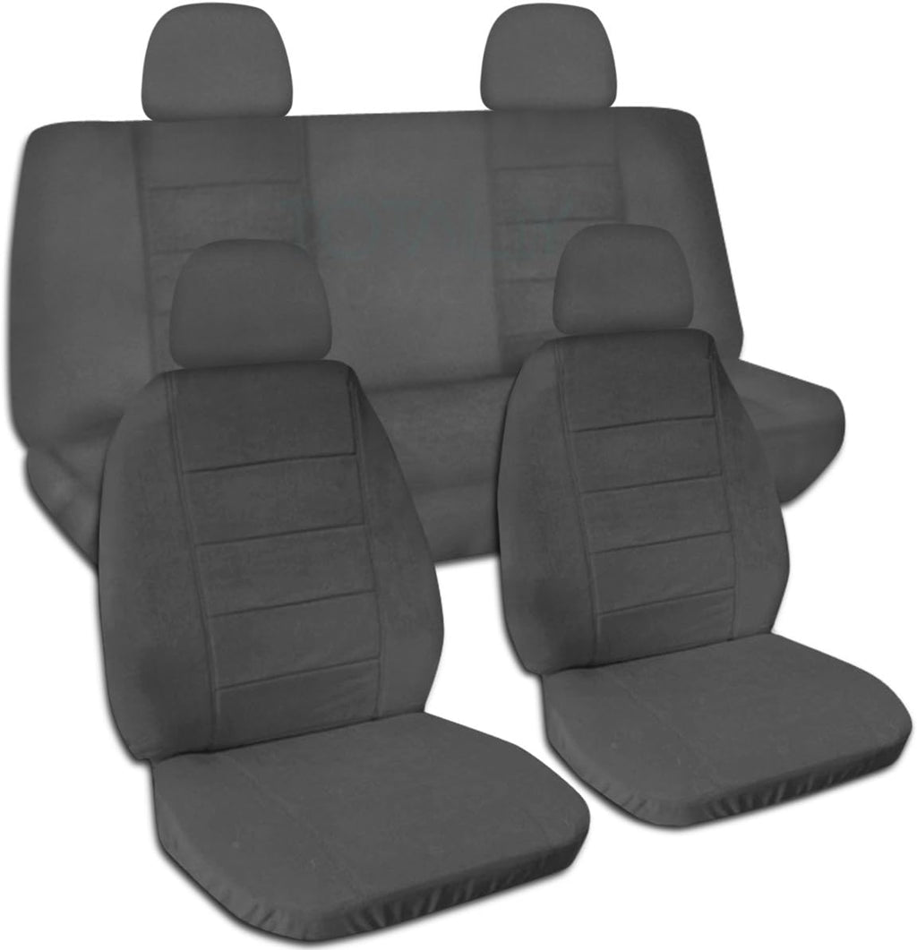 Navy Blue Solid Color Car Seat Covers with 4 Headrest Covers C29594