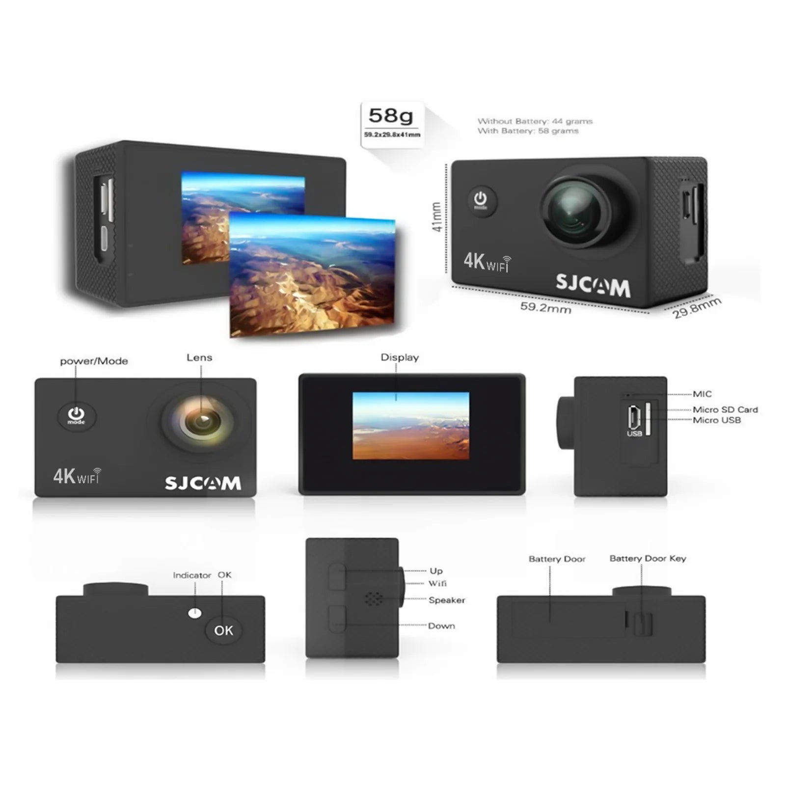 4K Sports Camera with WiFi and Waterproof Case U876285