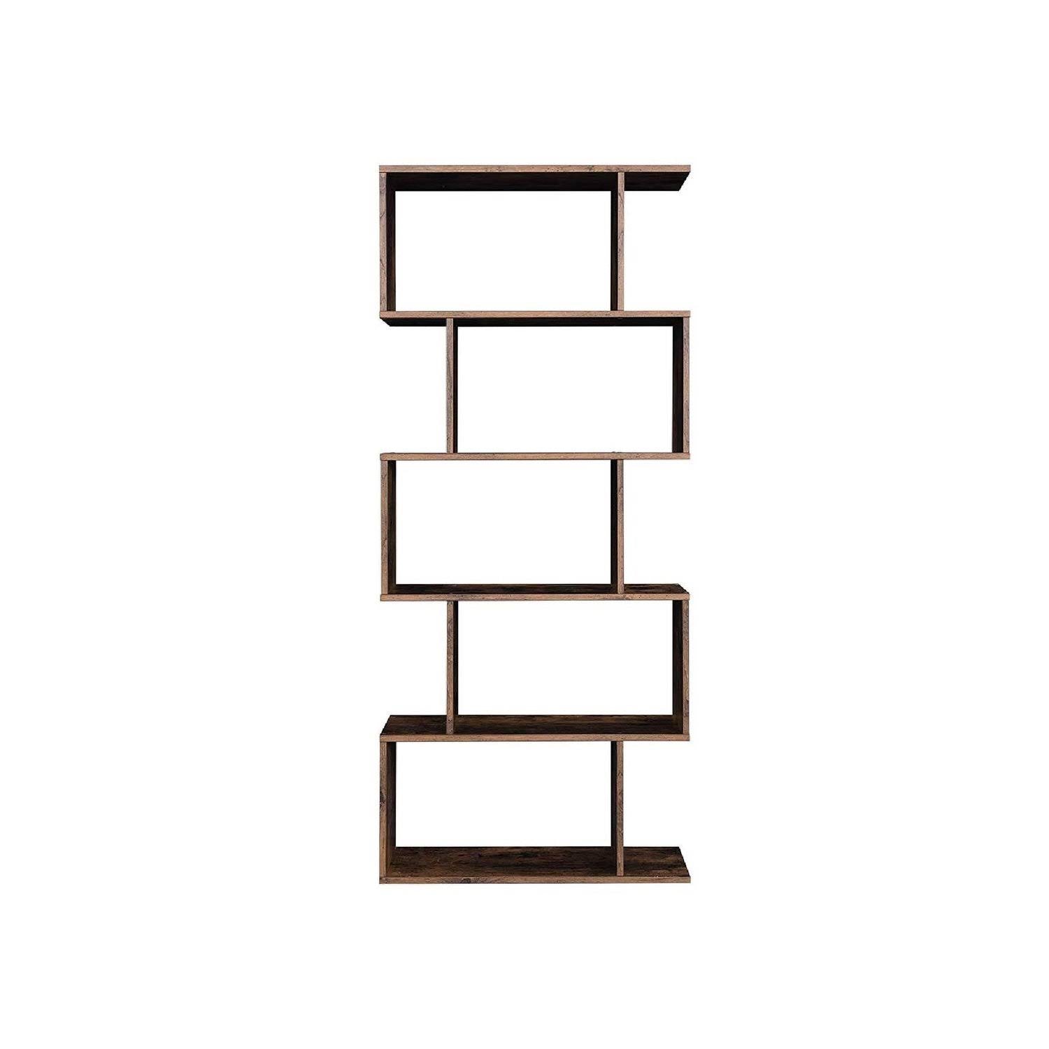 Rustic Brown 5 Tier Wooden Bookcase Q8128