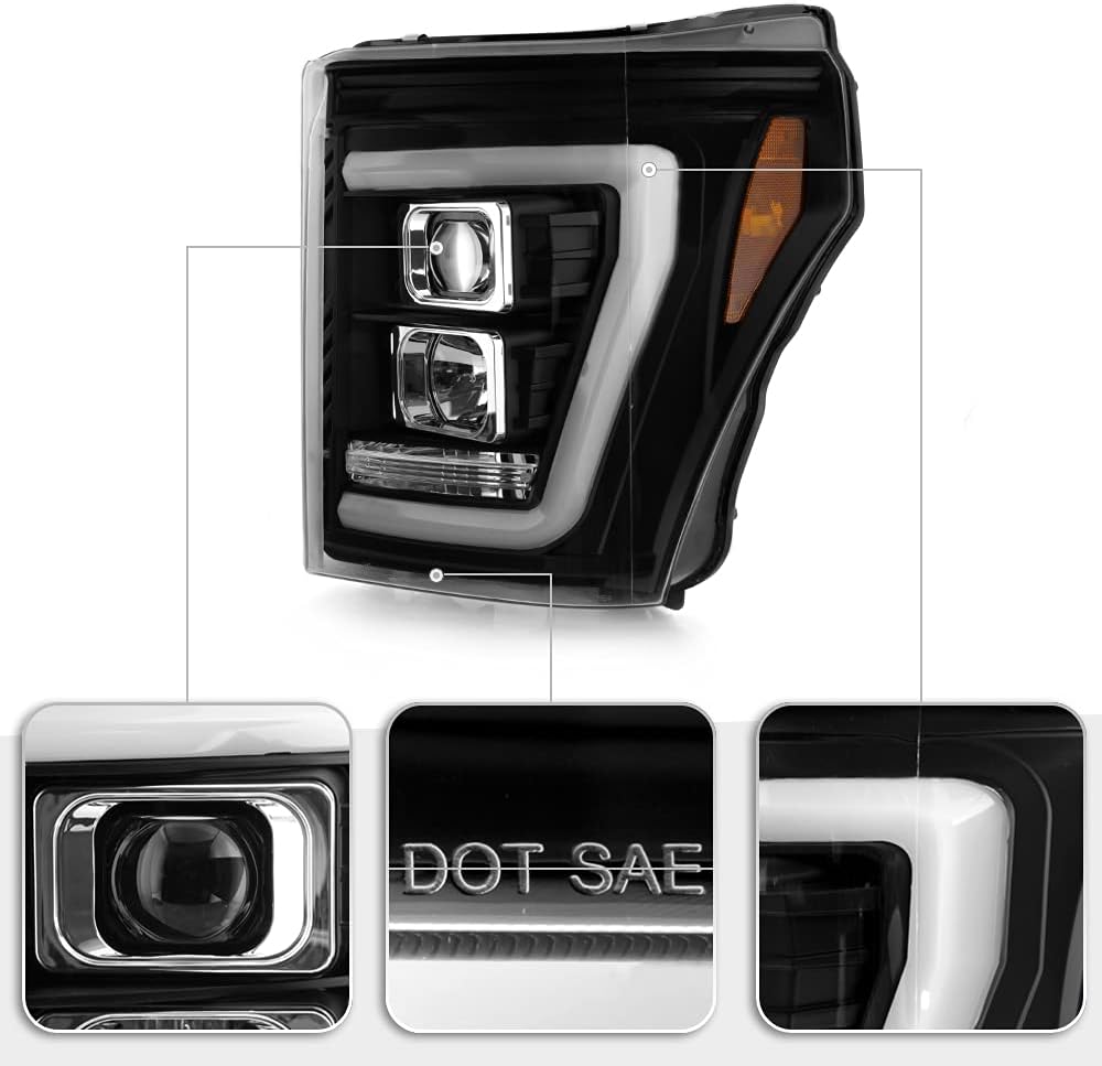 Black LED Headlights for Ford F250 F350 SuperDuty M8843
