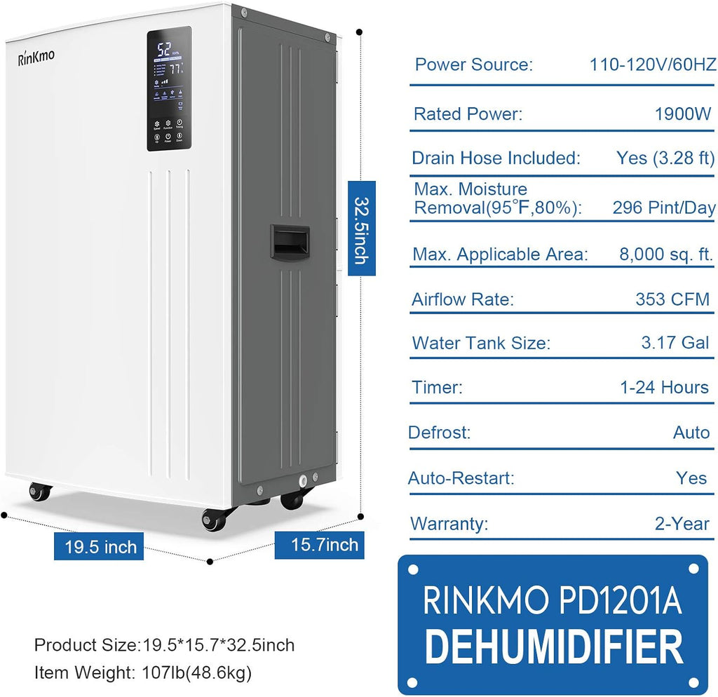 Commercial Dehumidifier 37 Gallons Heavy Duty Industrial with 3.17 Gal. Water Reservoir Z226622