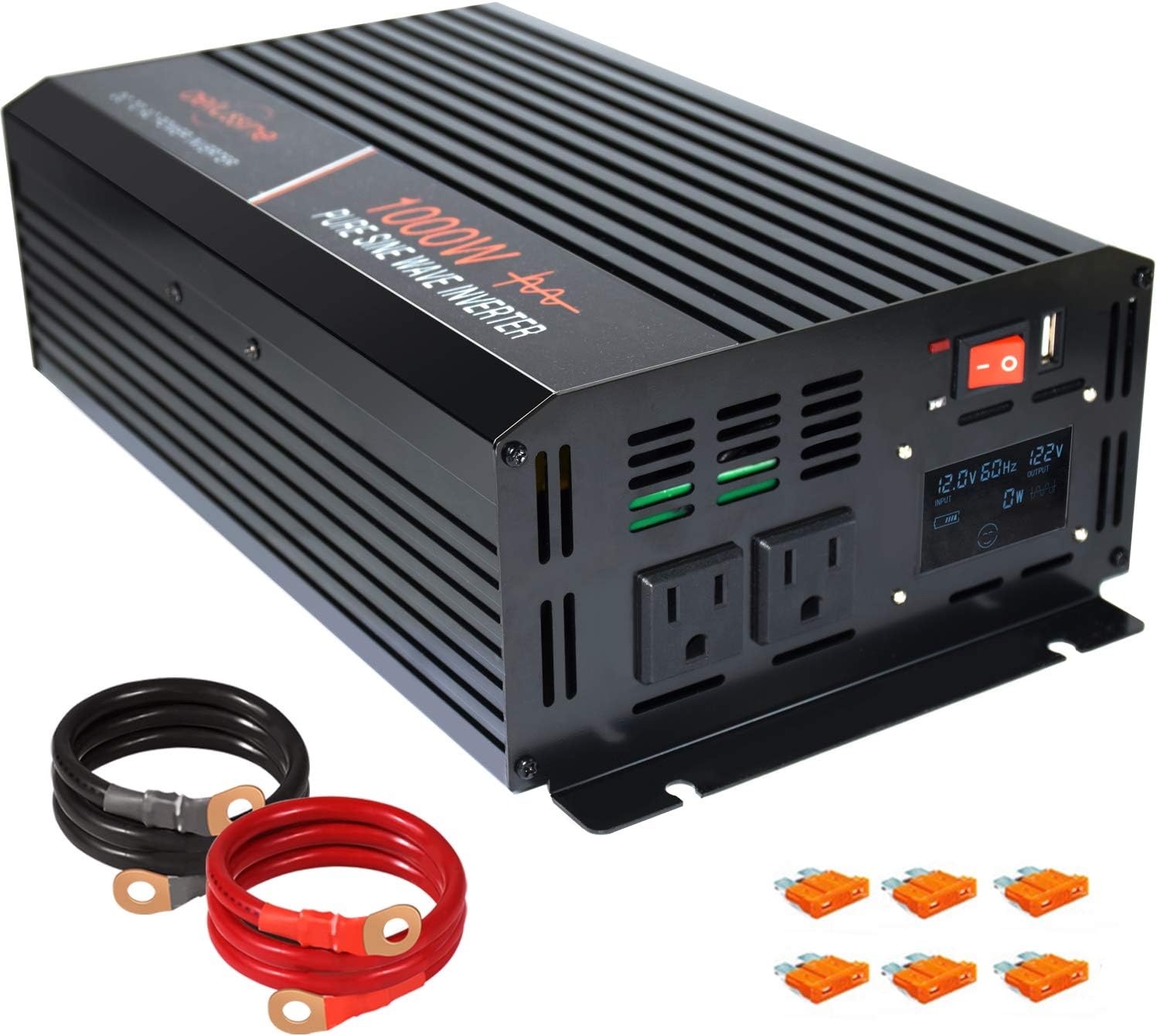 1500w Pure Sine Wave Power Inverter 12V DC to AC 110V 120V Car Power Inverter Q332