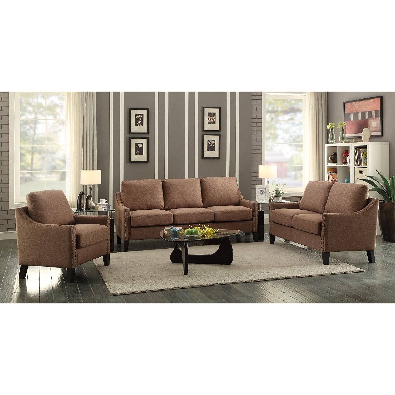 Brown Linen Sofa G4881