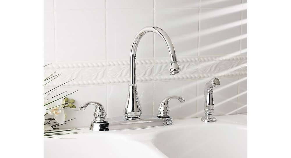 Chrome Two Handle Kitchen Faucet with Spray B309141