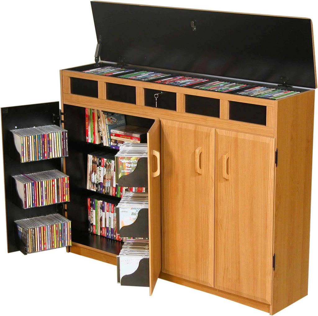Top Load Media Cabinet Oak/Black V47010