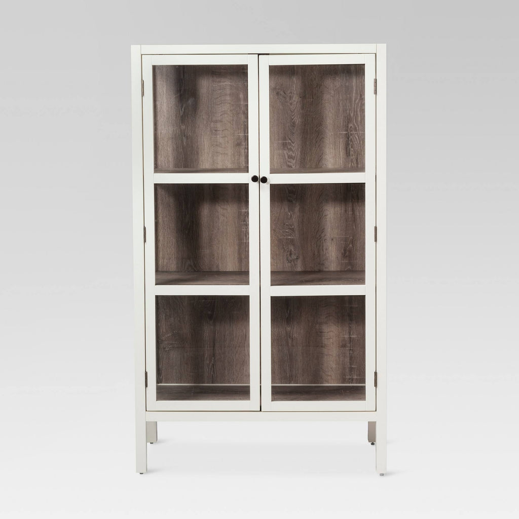 White Library Cabinet with Glass Shell O565024