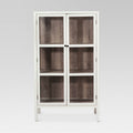 White Library Cabinet with Glass Shell O565024