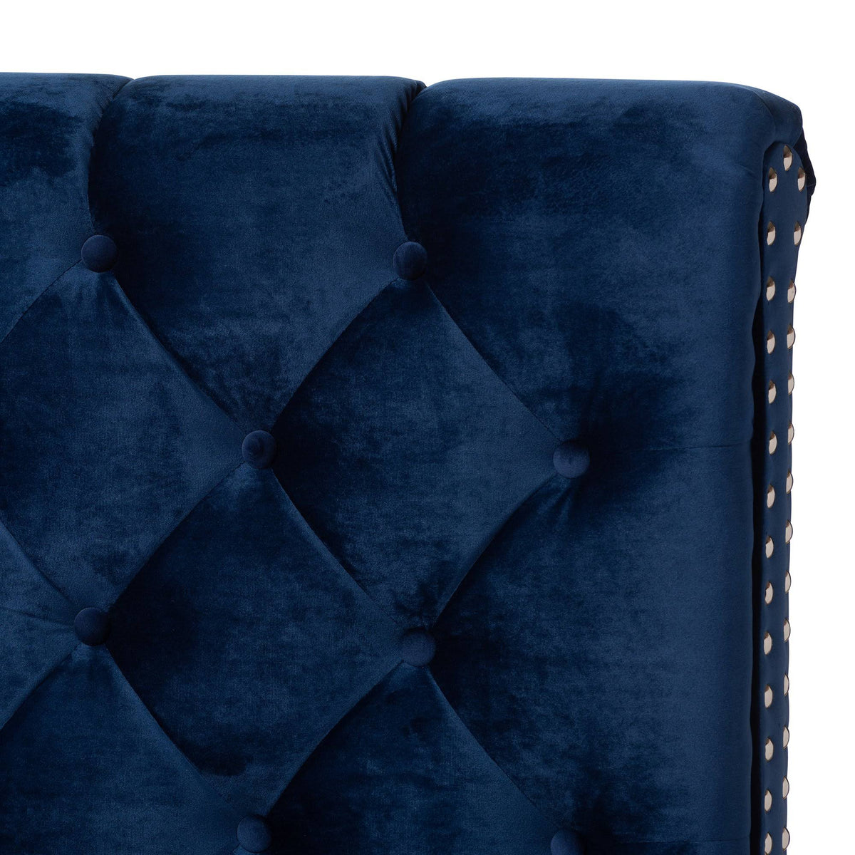 Navy Blue Velvet Upholstered Bed I389073