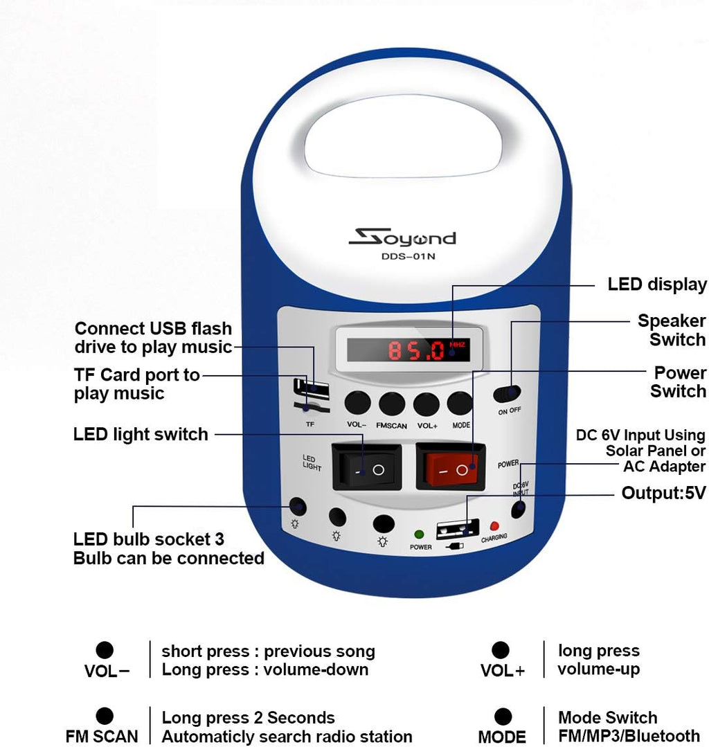 Solar Generator Portable Lighting System with Solar Panel, 3 Sets LED Lights S129929