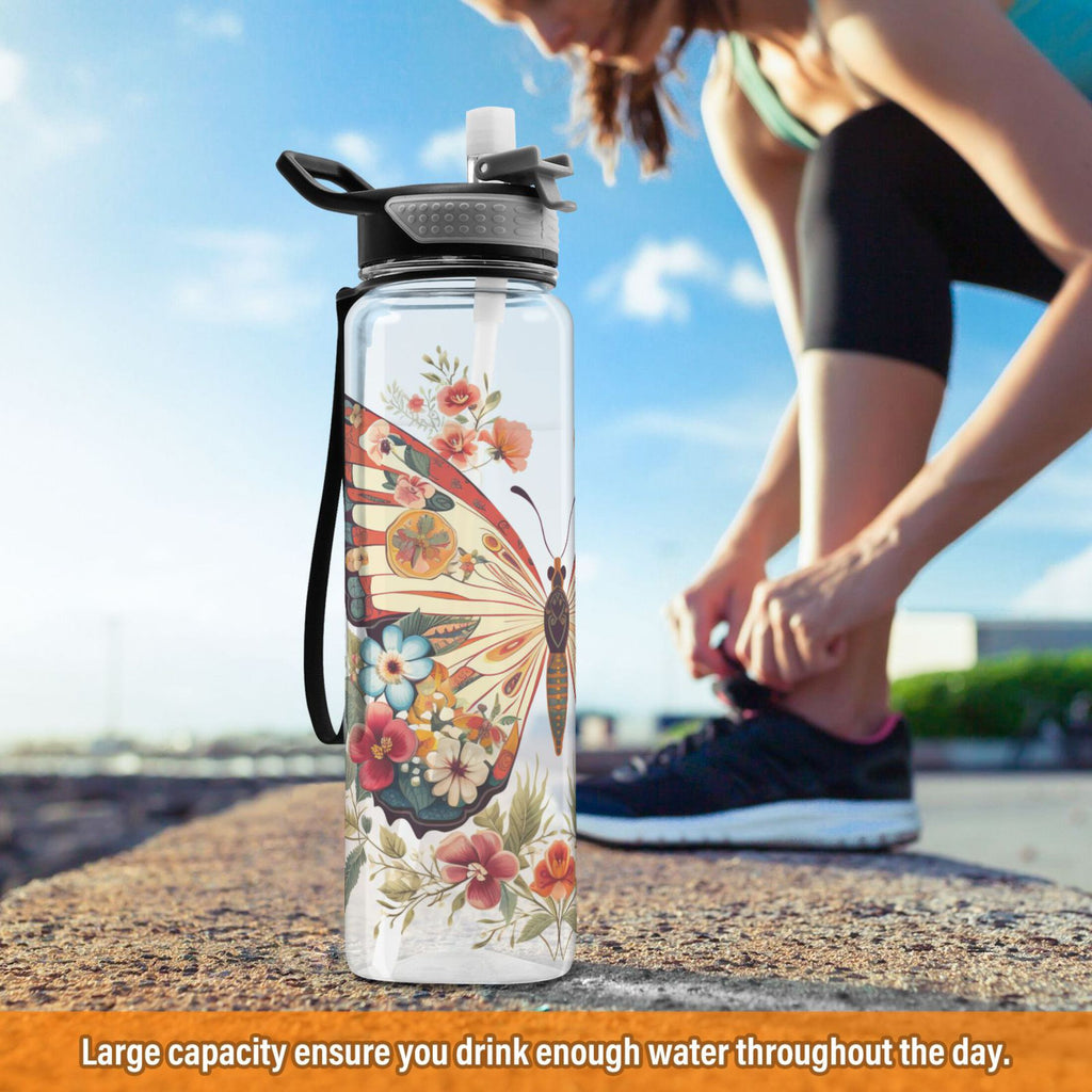 Clear 32oz Tritan Water Bottle with Straw Y930525